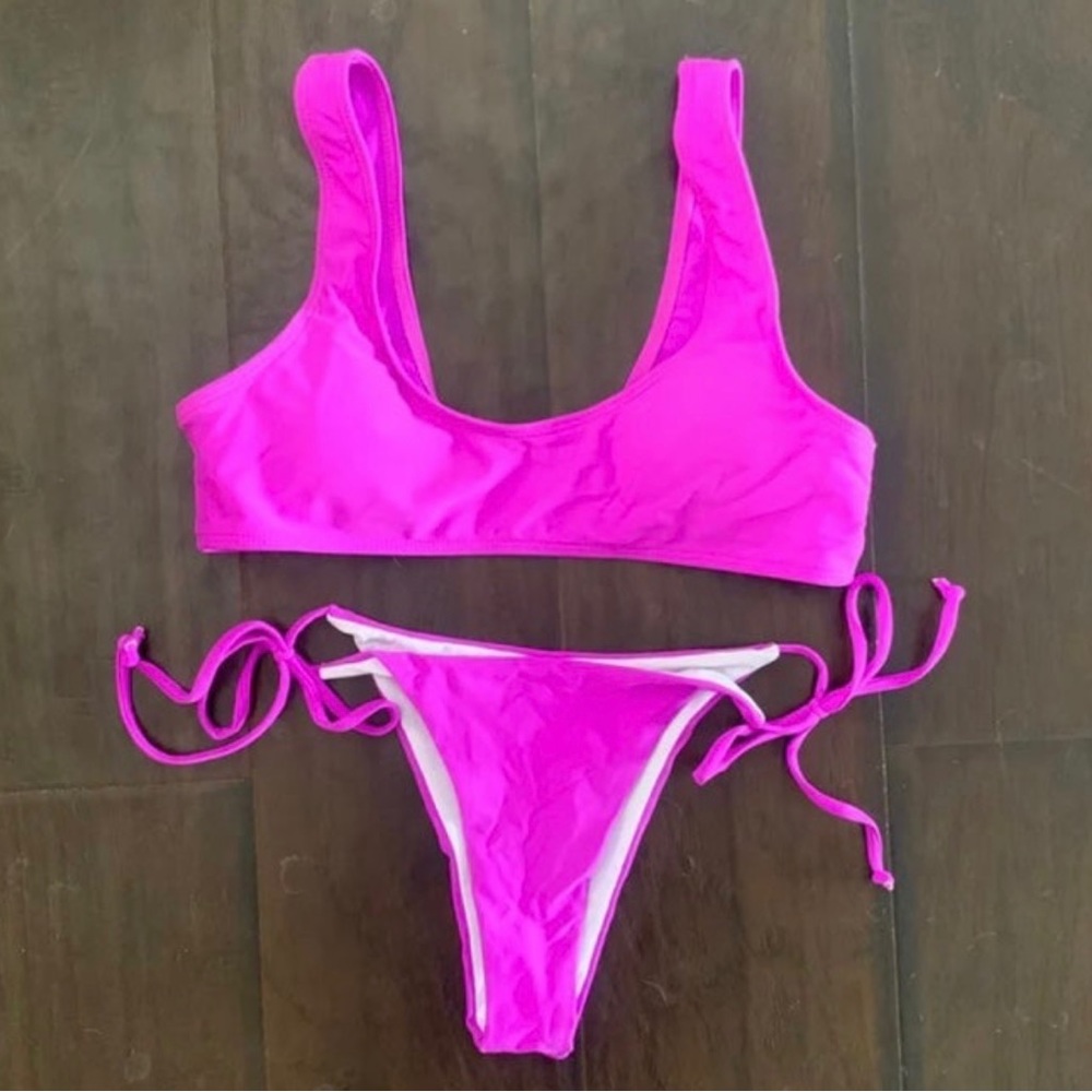 Purple thong bikini